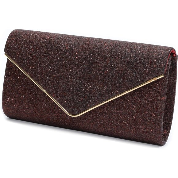 Womens Red Ladies Sparkling Party Handbag Evening Bag Clutch Purses - Picture 7 of 7